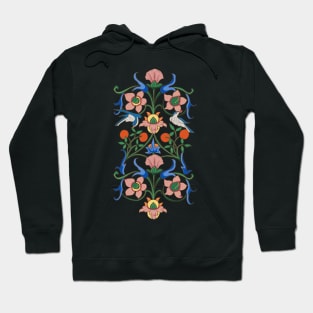 Colorful Medieval Inspired Bird Nature Pattern Hoodie